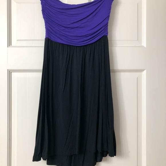 Aqua Strapless Two-Tone Flowy Dress - Picture 3 of 3